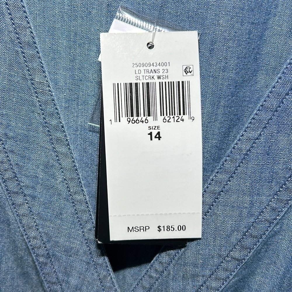 Ralph Lauren Belted Denim Bubble-Sleeve Shirtdress Size 14 NWT - Picture 11 of 11